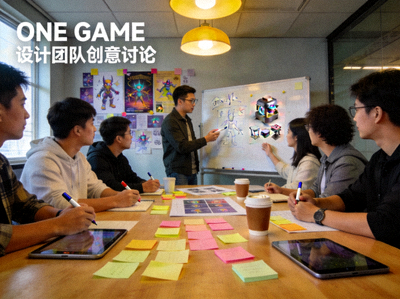 ONE GAME设计团队创意讨论 - 设计师们在充满灵感素材的会议室进行头脑风暴